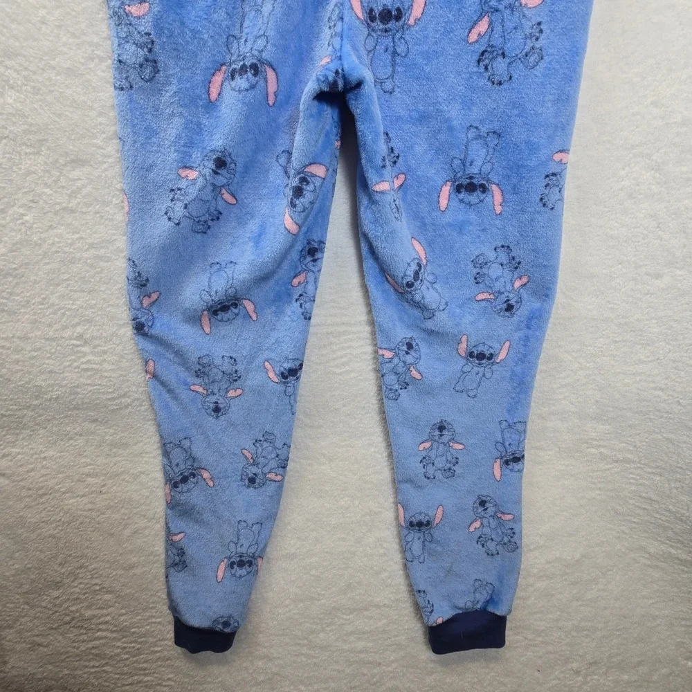 Disney Stitch One Piece Pajamas Sleepwear‎ Hooded Zip Up Adult XS Plush Lounge